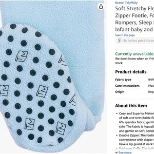 Soft Stretchy Fleece Footie Bundle of 2 - Sky blue, Ivory